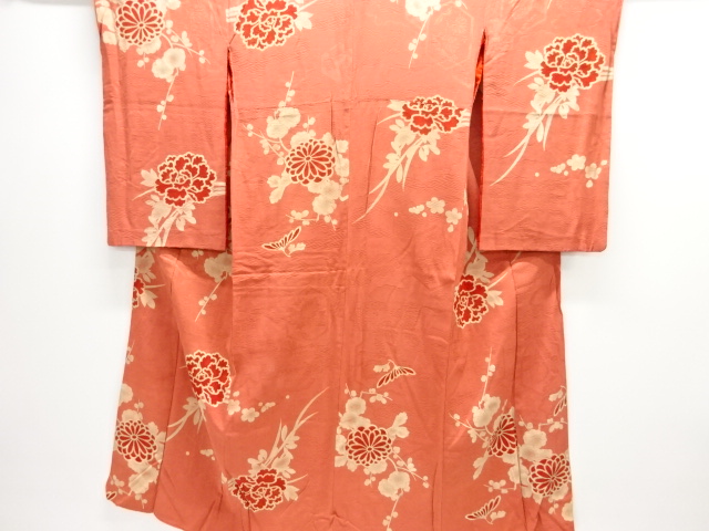 アンティーク　紋錦紗菊梅模様着物